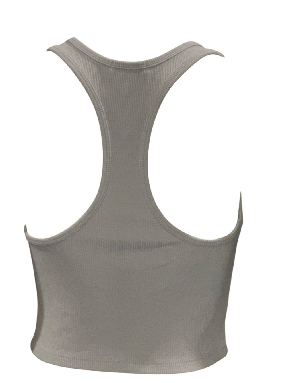 Forever 21 Medium Taupe Gray Ribbed Racerback Crop Tank Top Athleisure Core Chic - Picture 6 of 12
